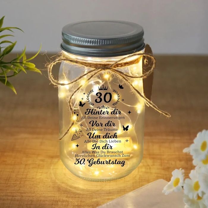 Słoik dekoracyjny LED na 30 rocznicę urodziny  sentencja