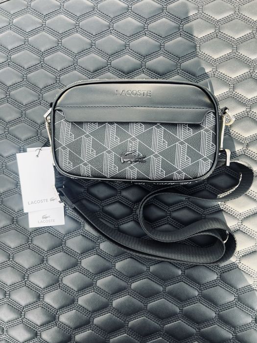 Чоловіча сумка Lacoste чорна через плече | стильна месенджер | нова
