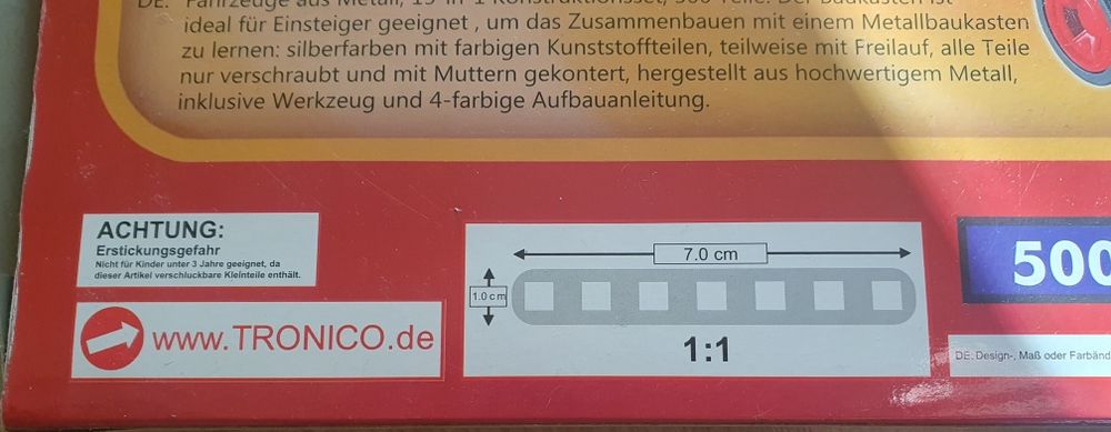 Klocki metalowe do skręcania konstrukcyjne 500 elem.