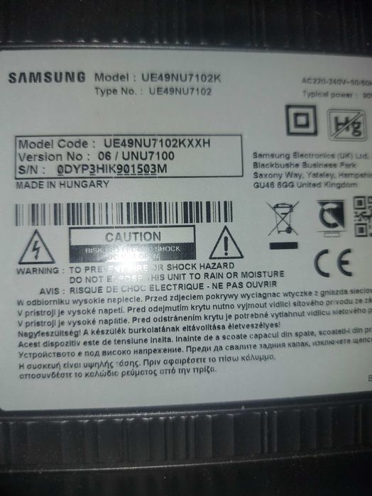 TV - 50 CALI - UE49NU7102K - 4K - HDR10 - DVB-T2(HEVC) - SmartTV - Wi-Fi - KOMPLETNY