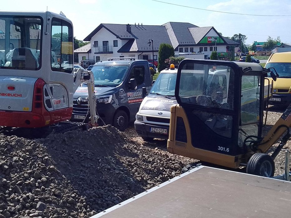 Wynajem Minikoparki CAT TAKEUCHI Wozidło  Zagęszczarka Przyczepka