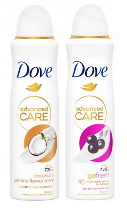 2x Dove Advanced Care Antyperspirant Spray 150ml MIX zapachów