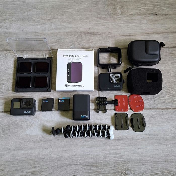 Gopro 7 Black duży zestaw | Filtry ND | Ładowarka | Baterie itp.