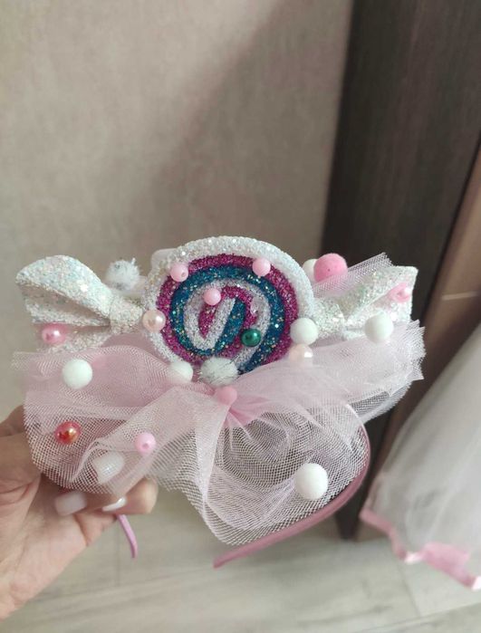 Святкова сукня, біла сукня,104-110, обруч цукеркою, квітка на руку