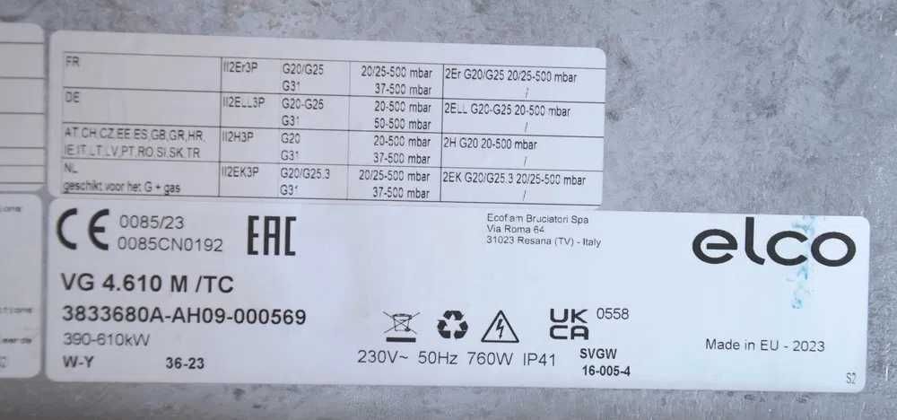 Palnik gazowy Elco VG 4.610 M 390-610kW