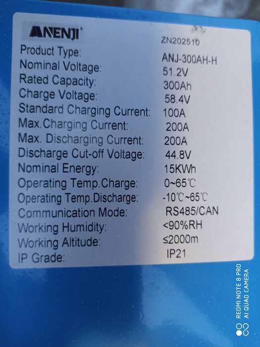 Magazyn Energii LiFePo4 ANENJI 16KWh 51.2V 300AH