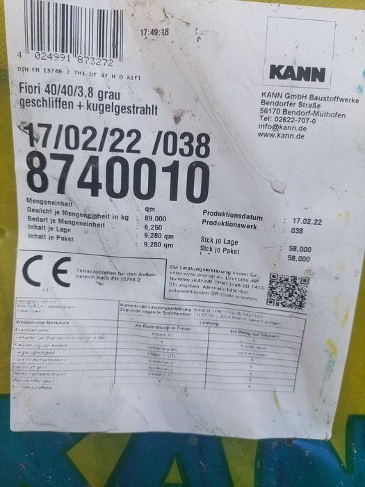 Płyta tarasowa 40 x 40 x 3,8 cm