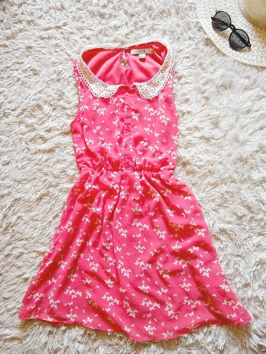 Sukienka malinowa boho letnia S 36