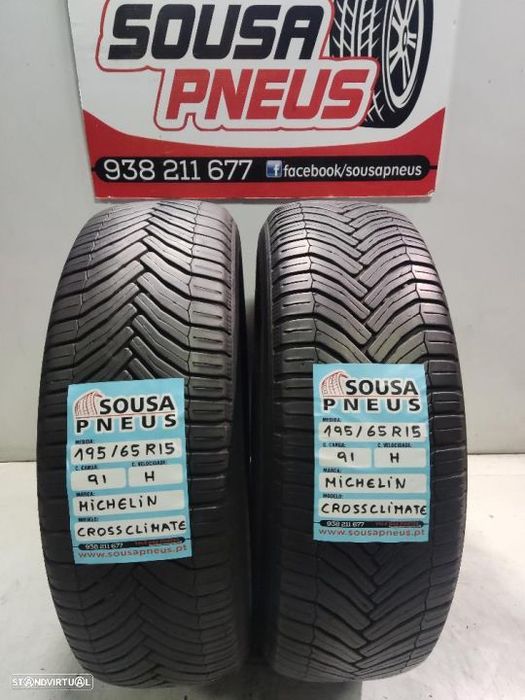 2 pneus semi novos 195-65r15 michelin - oferta dos portes 80 euros