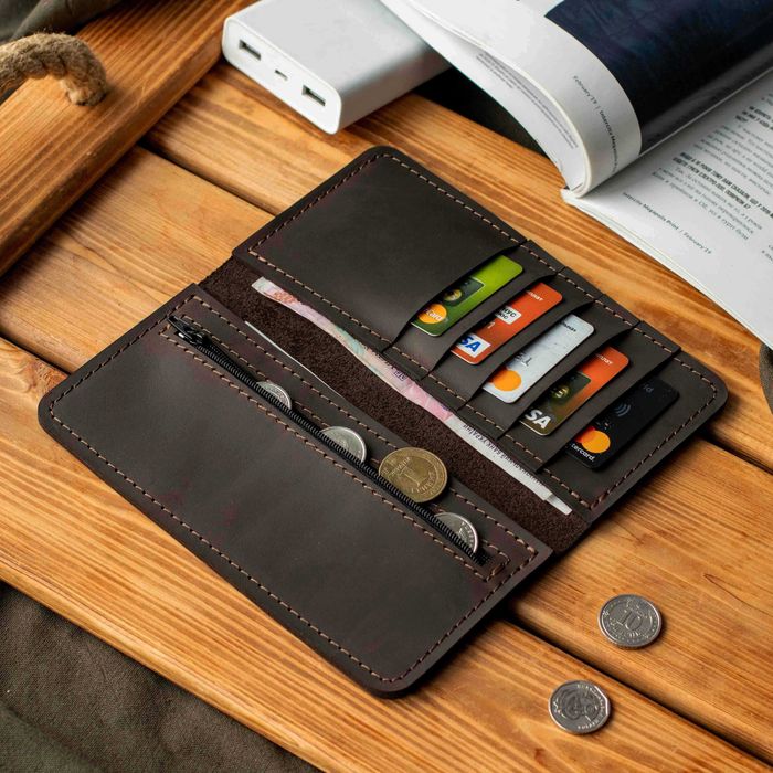 Портмоне Viar коричневе з натуральної шкіри з монетницею гаманець