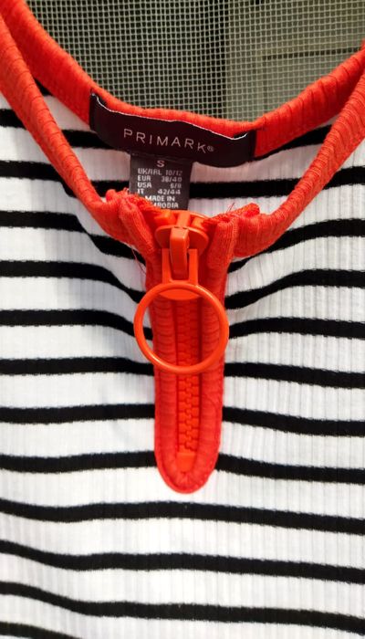 Nowy prazkowany crop top szeroki zamek S-L
