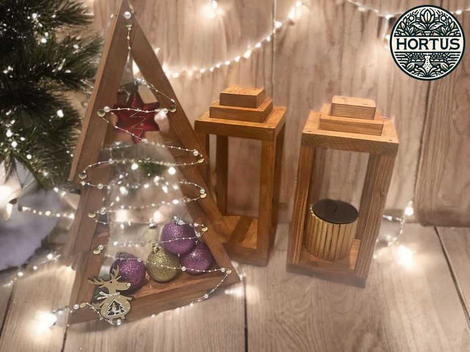 Lampion drewniany 15x15x35