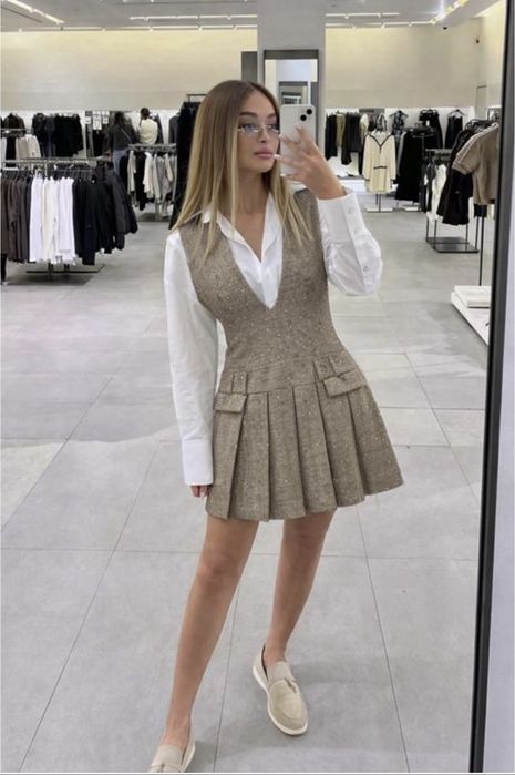 сукня сарафан Zara  в пайетках беж S/M