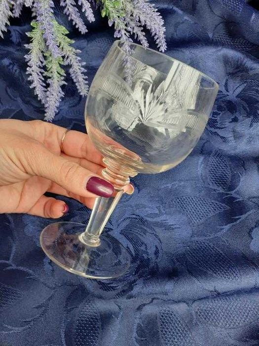 Мальцев! Бокал винный антик стекло алмазная грань линза высокий фужер