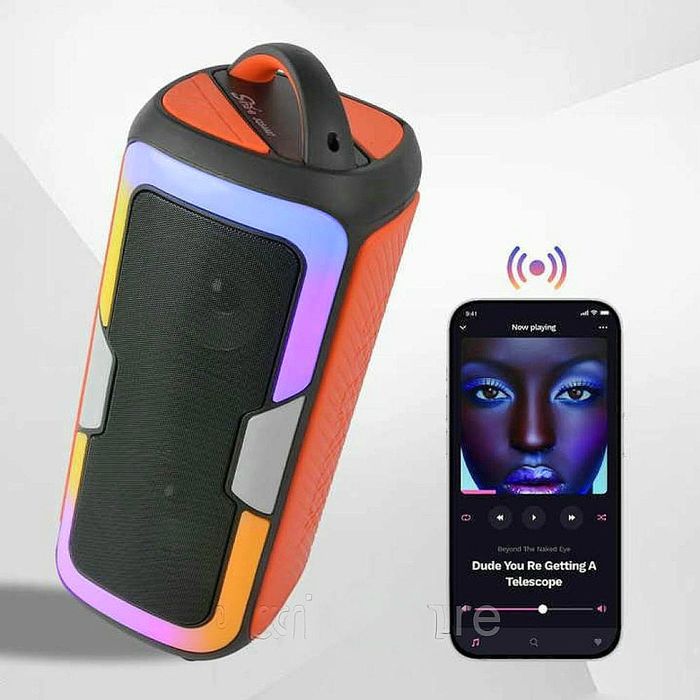 Портативная колонка Bluetooth JQS с караоке, подсветкой и басами.
