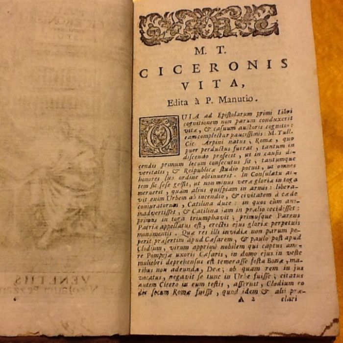 Ciceronis Epistola Edita P.Manutio 1739