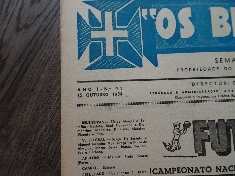 Antigo Jornal Belenenses Outubro 1954