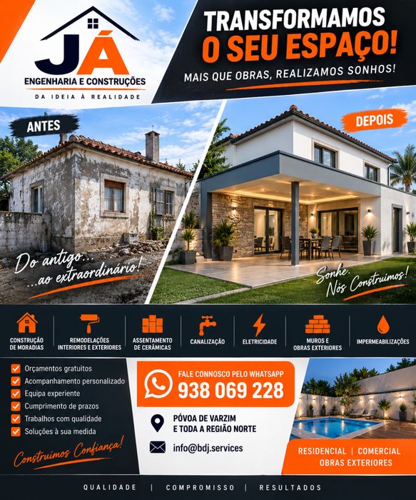CONSTRUÇÃO E REMODELAÇÃO — JÁ Engenharia e Construções  Da ideia à realidade!