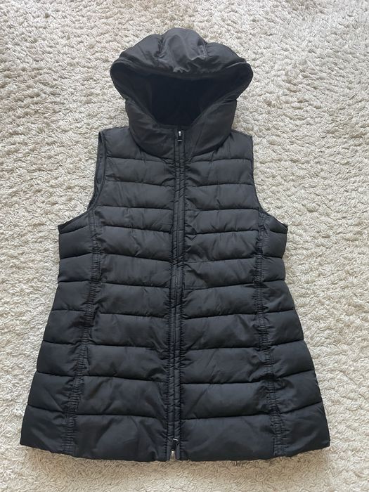 Mango kamizelka/bezrękawnik pikowana, rozmiar S/36, czarna, z kapturem