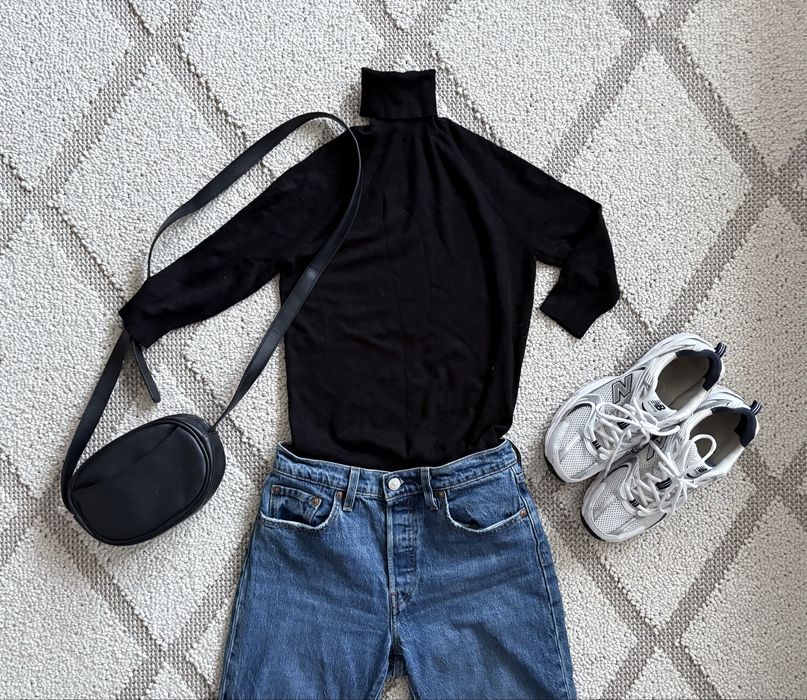 czarny golf zara rękaw 3/4 S