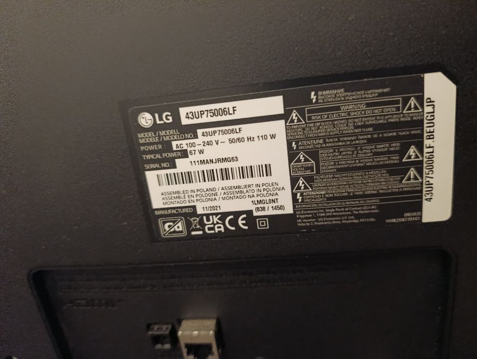 Televisão LG 43 polegadas