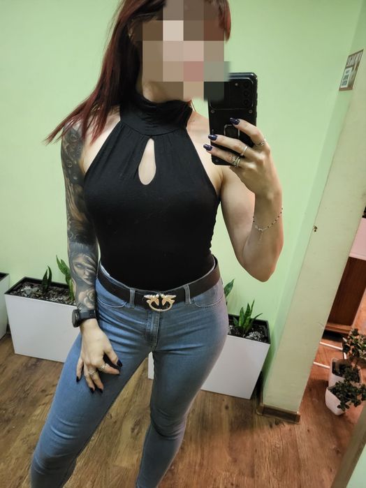 Bezrękawnik łezka, bluzka, Amisu, halter, New Yorker, S, czarna, elegancka, bez rękawów