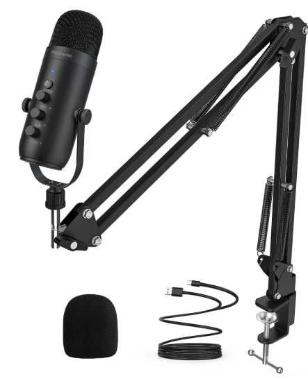 Microfone de Estúdio Profissional Haomuren K66S-C USB + braço – Novo na Caixa