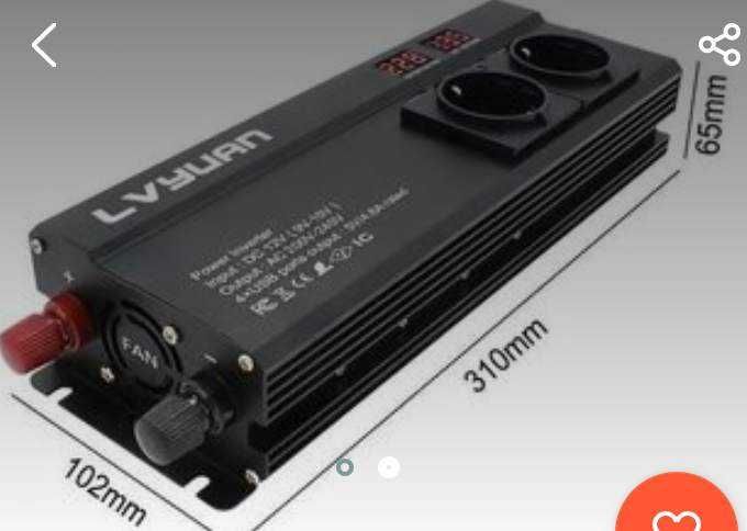 Falownik  12v na 230 inwerter przetwornica AC/DC 4X USB Nowe ! Kurier