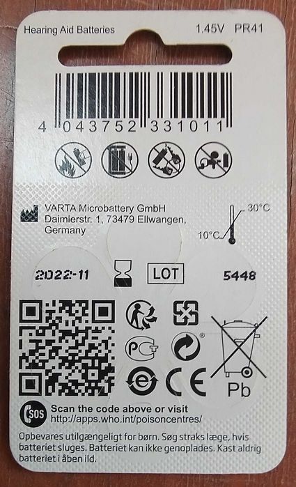 Батарейки для слухового аппарата Oticon 13 312