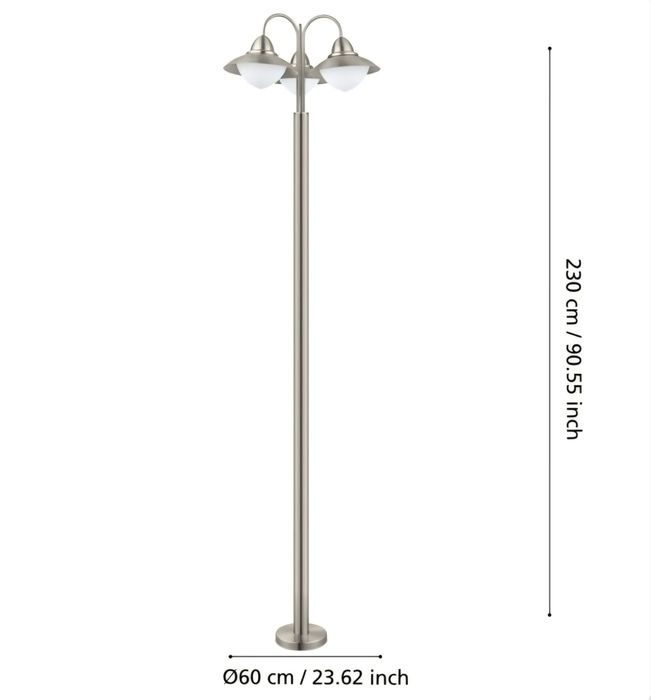 Latarnia ogrodowa 3xE27 220 cm zewnętrzna, stal nierdzewna.