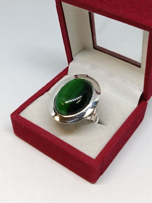 Srebrny pierścionek z oczkiem kocie oko roz. regulowany, 925