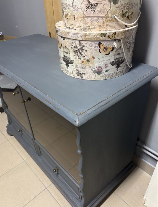 Szafka pod telewizor komoda szara grafit loft Shabby retro