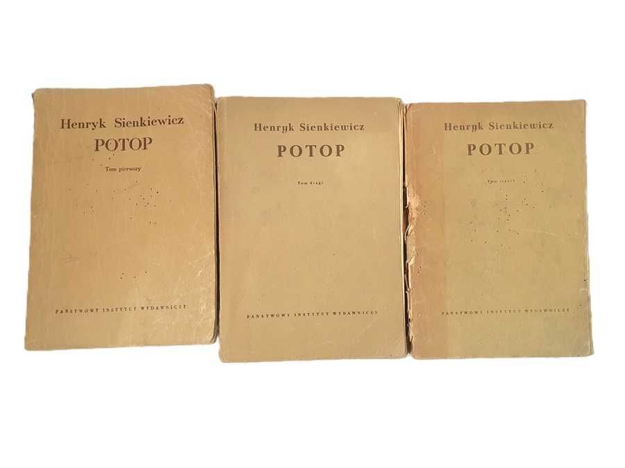 Potop 1953 stare książki vintage 3 tomy