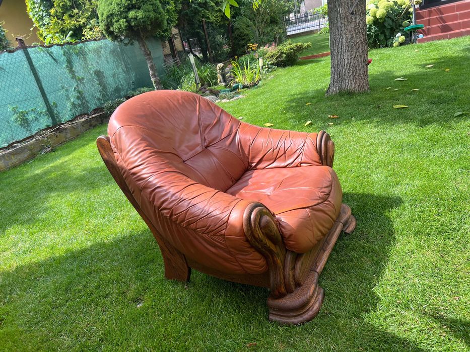 Zestaw wypoczynkowy skórzany 3-2-1