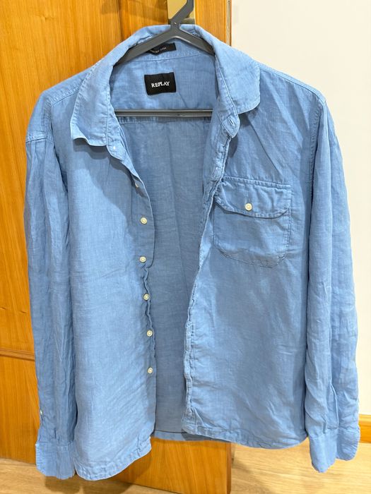 Camisa Azul Linho Replay