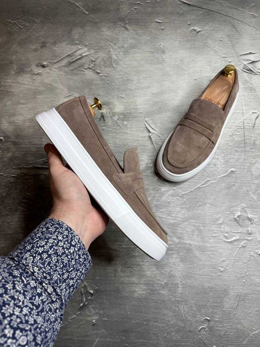 Чоловічі замшеві лофери шоре/з