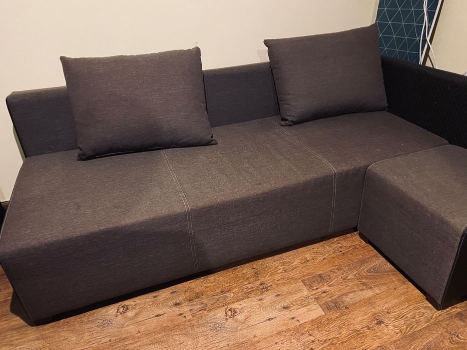 Łóżko narożnik brązowe