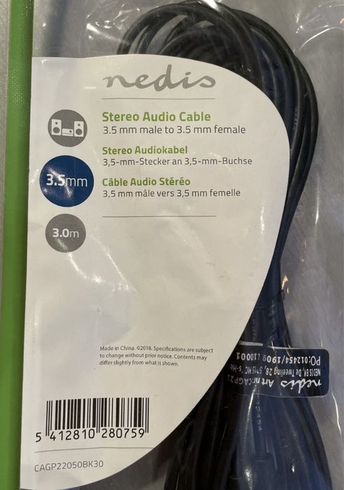 Kabel stereo audio przedłużka jack długość: 3m Nedis 2-szt