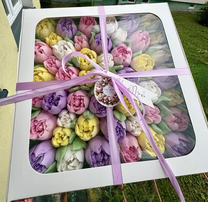 Зефірні квіти букети коробки