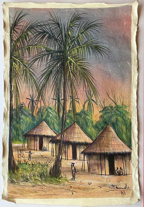 African Oil Painting with Sand64740299298819121