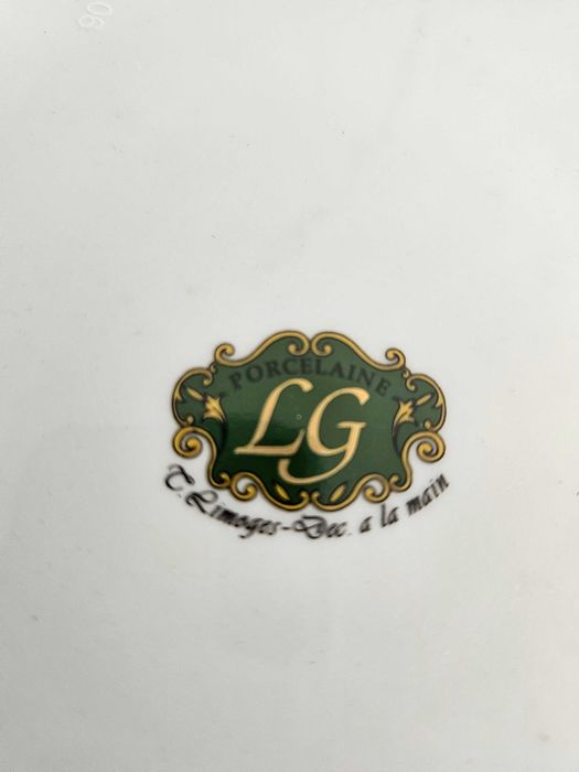 Conjunto limoges pintado à mão- terrina e prato