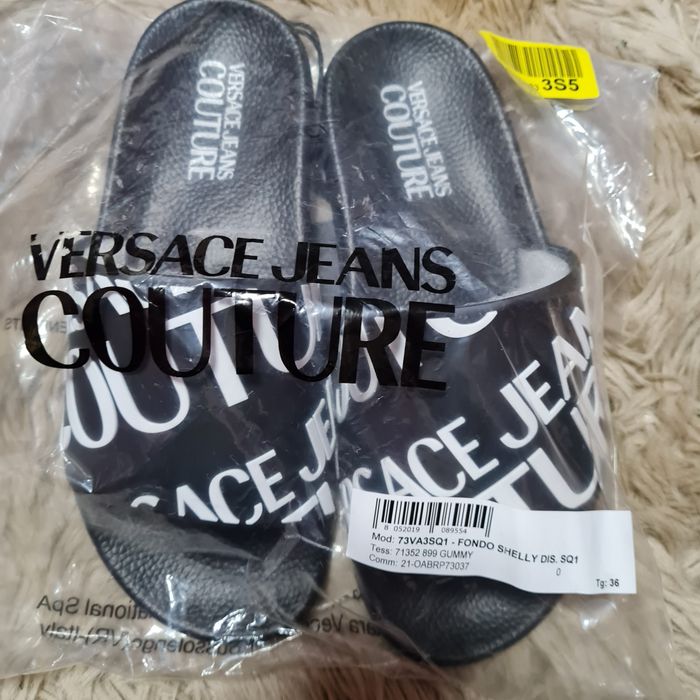 Versace jeans Coulture klapki nowe czarne r. 36 z napisem logo
