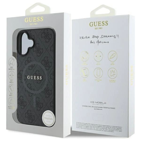 Etui Guess 4G Ring Classic Logo MagSafe na iPhone 16 - czarne