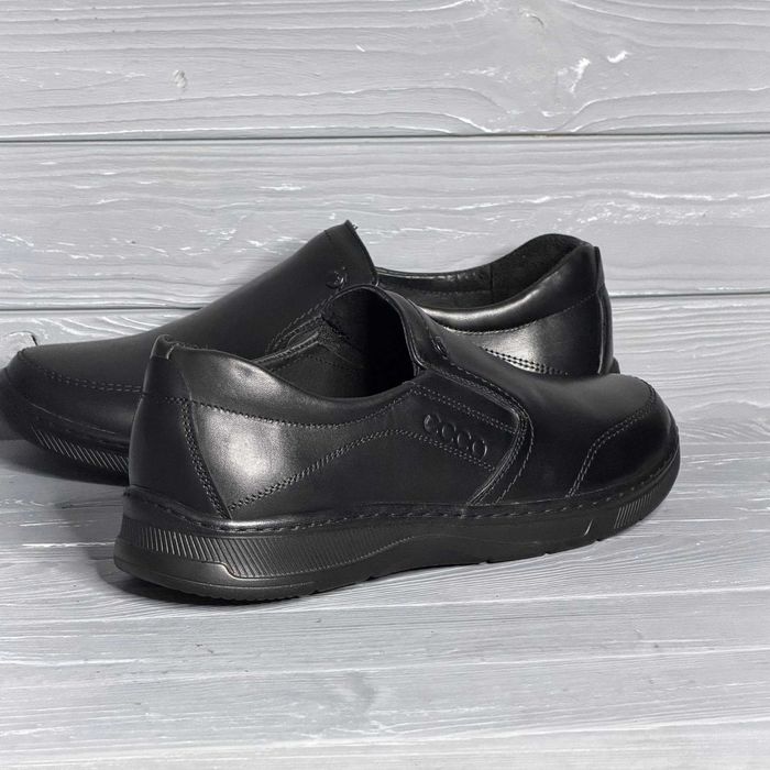 39-47р! Кожаные мужские широкие черные коричневые прошитые туфли Tatis