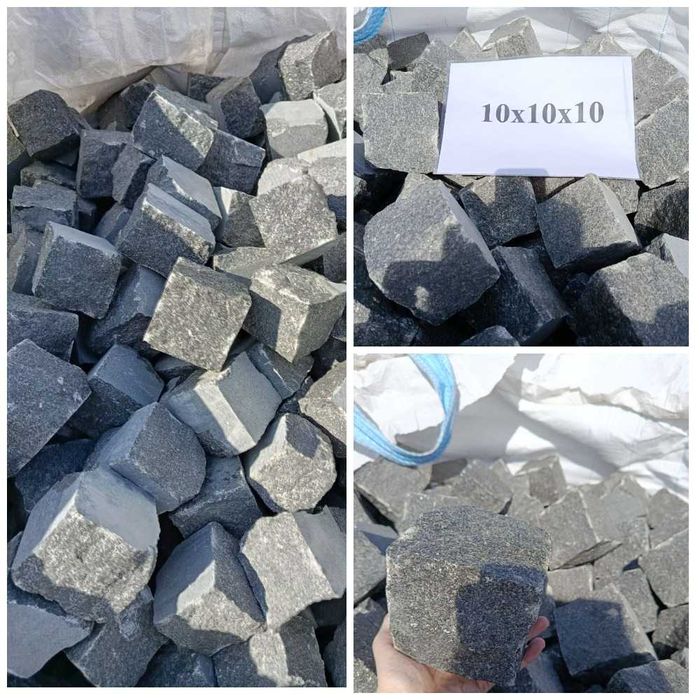 Бруківка гранітна колота 10х10х10 габро