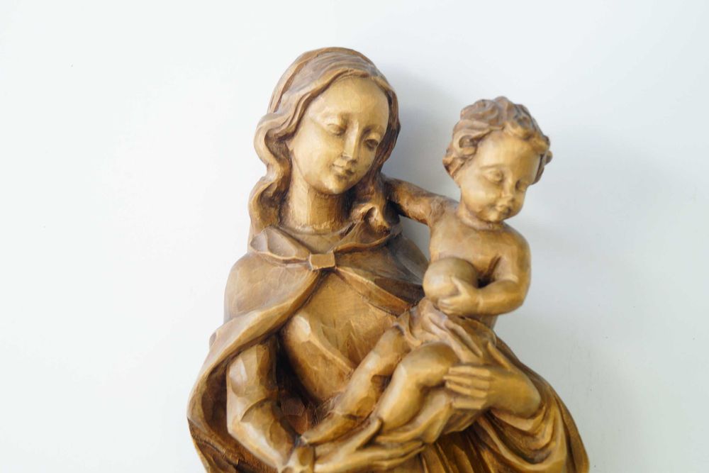 Matka Boska Z Dzieciątkiem figura drewniana Maryja 55 cm