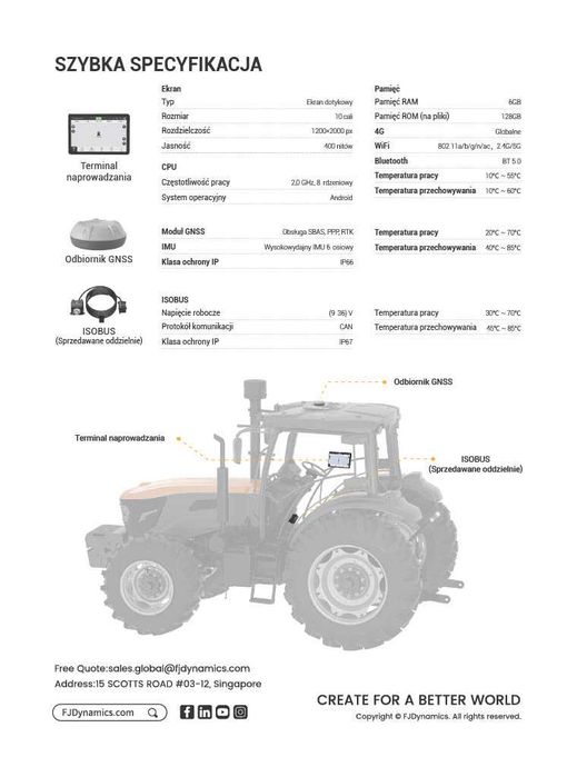 Nawigacja Rolnicza - FJD AG1 System Prowadzenia Ręcznego RTK 2.5 cm