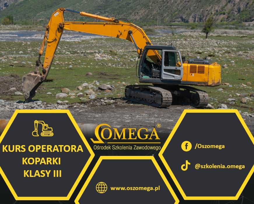 1600zł Kurs na KOPARKI kl. III, szkolenie koparka,  2.03, 30.03, 4.05