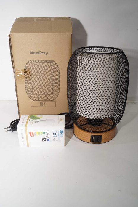 WS229 DeeCozy lampka biurkowa nocna z abażurem dwuwarstwowym port USB
