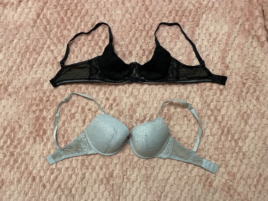 70D H&M Esotiq 2x biustonosz stanik casual czarny jasnoniebieski